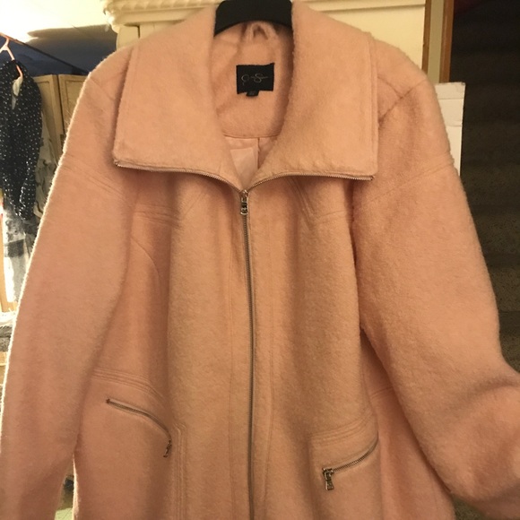Jessica Simpson 3X Wool Blend Long Coat. Pink